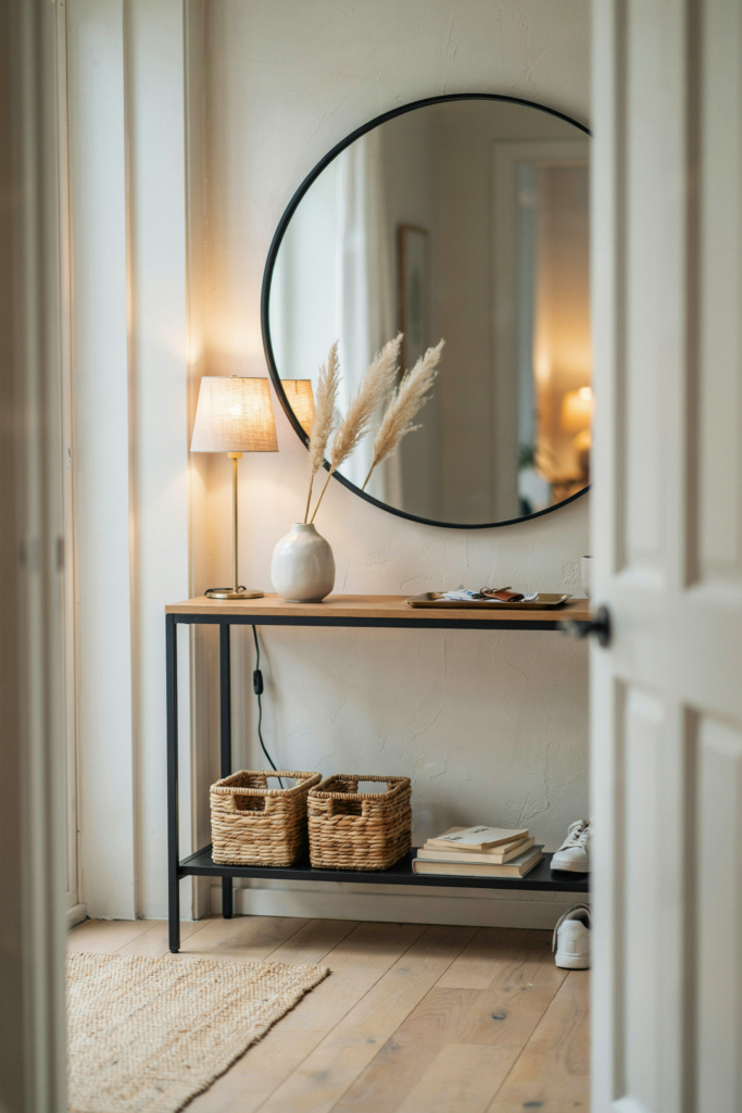 6. Narrow Entryway Console With Shelf