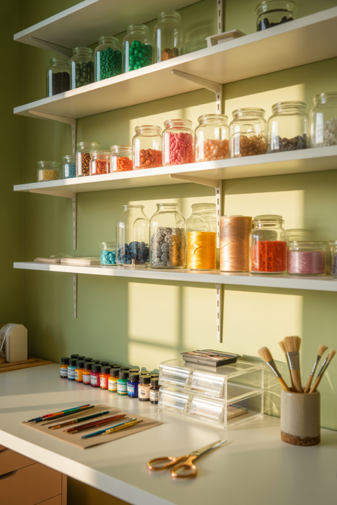 7. Add Simple Shelves for Daily Supplies