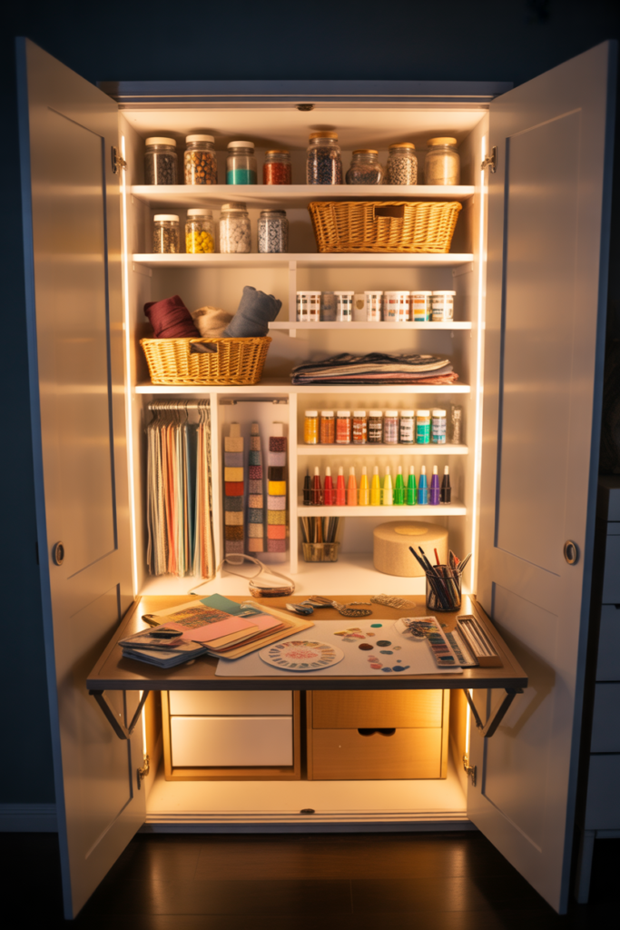 9. Turn a Closet Into a Mini Craft Station