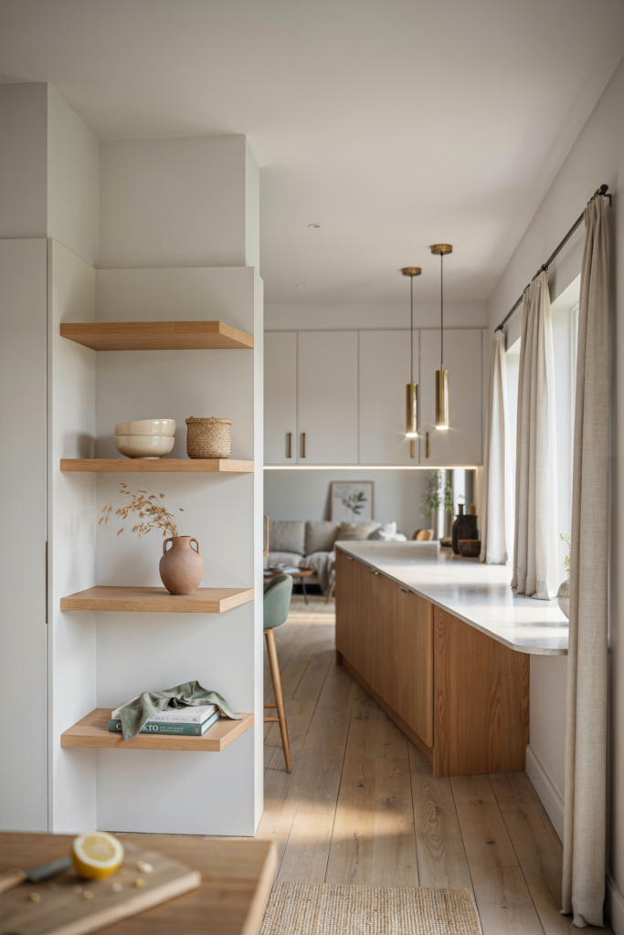 Add Open Shelving on the End Panel