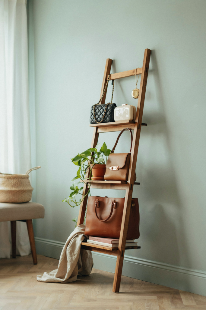 Display Handbags on a Ladder Shelf