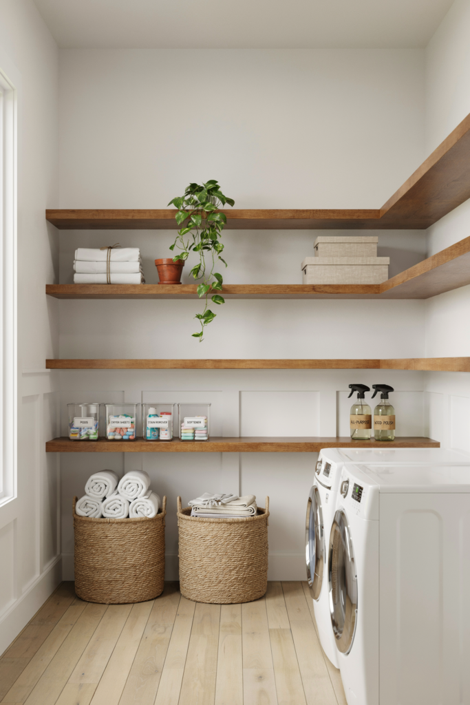 Install Shelves Above the Washer and Dryer